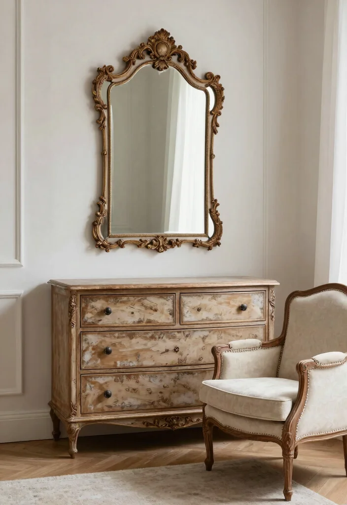 18 Modern French Bedroom Decor Ideas: Elegant Soft Style - 11. Incorporate Vintage Finds 1