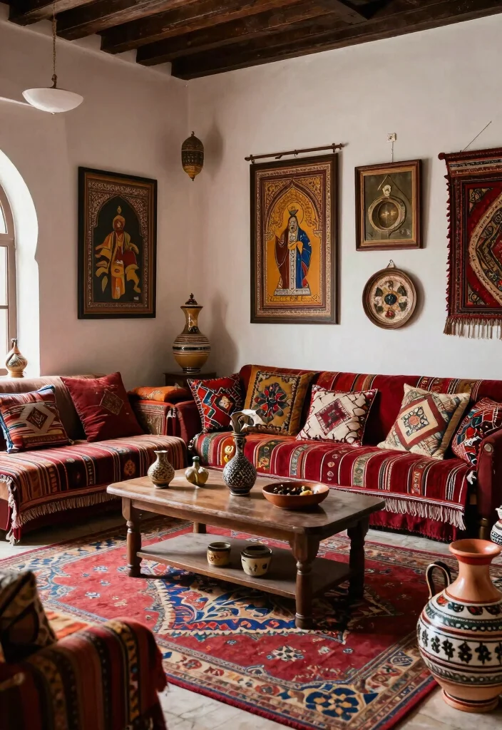 18 Morocco Living Room Ideas Rich Texture and Pattern - 15. Incorporate Cultural Elements 1