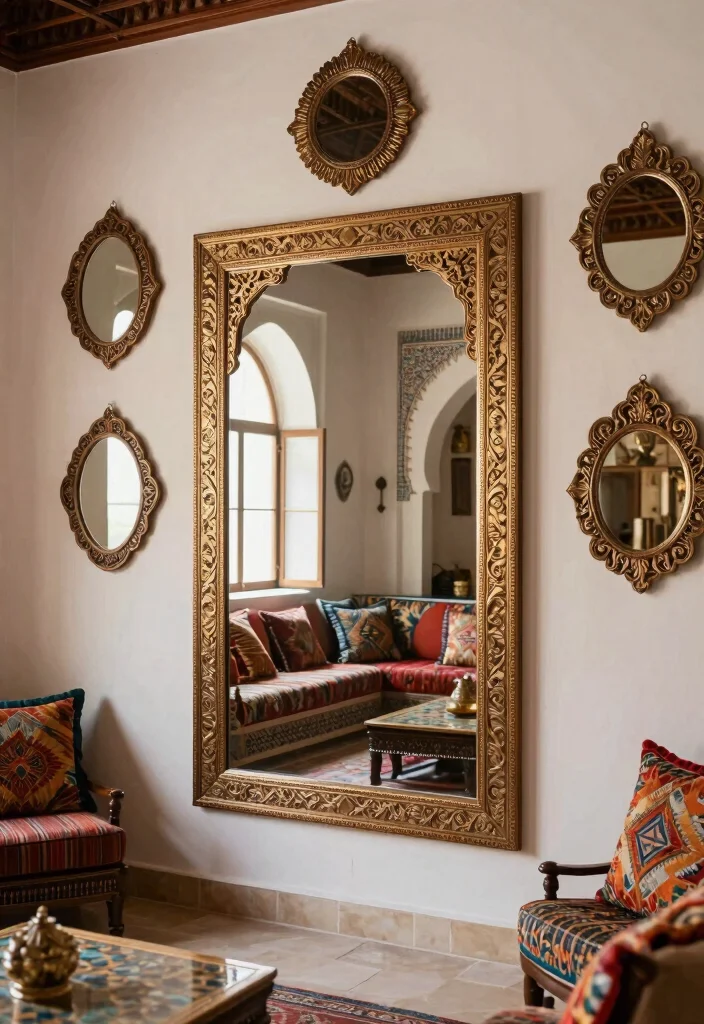 18 Morocco Living Room Ideas Rich Texture and Pattern - 7. Decorative Wall Mirrors 1
