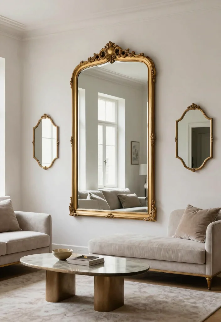 18 Sophisticated Living Room Ideas Polished and Timeless - 11. Creative Use of Mirrors 1