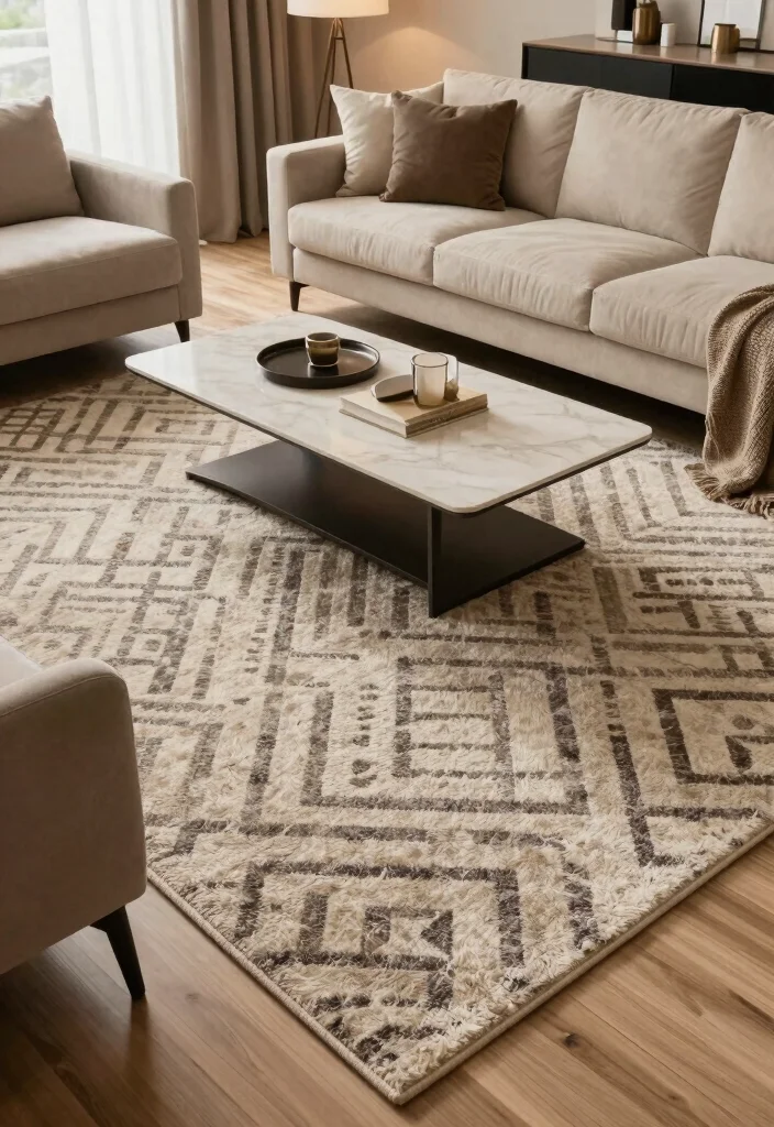 18 Sophisticated Living Room Ideas Polished and Timeless - 5. Elegant Area Rugs 1