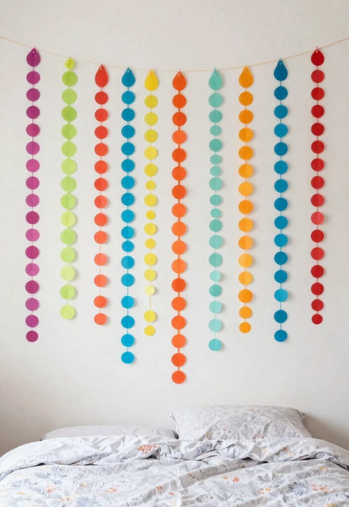18 Wall Hanging DIY Paper for Bedroom Ideas: Creative Budget Craft - 18. Paper Circle Garlands 1