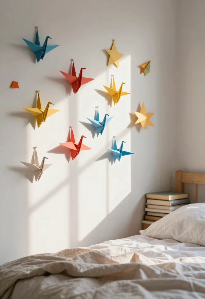18 Wall Hanging DIY Paper for Bedroom Ideas: Creative Budget Craft - 2. Origami Wall Art 1