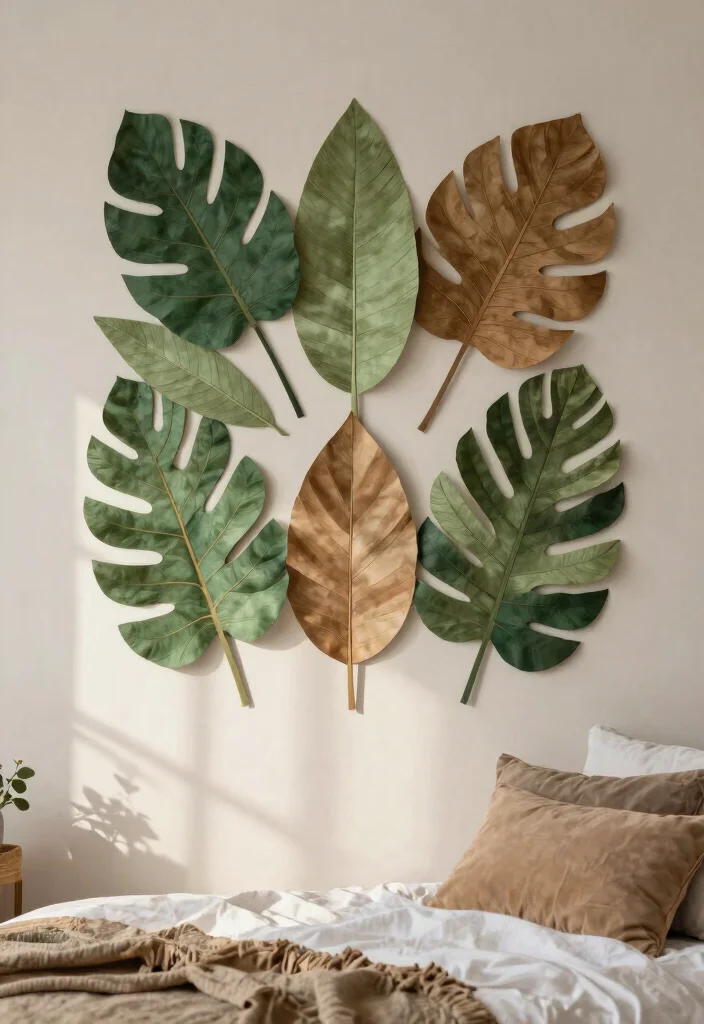 18 Wall Hanging DIY Paper for Bedroom Ideas: Creative Budget Craft - 7. Natural Paper Leaf Art 1