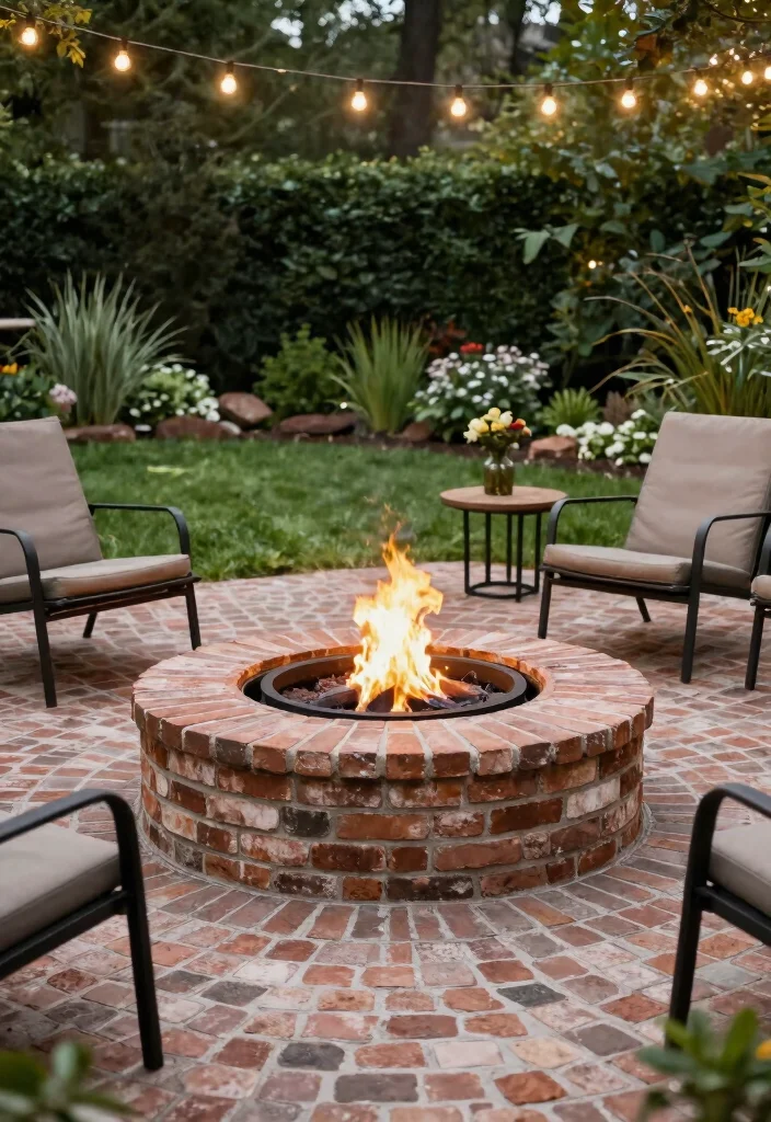 10 Simple Backyard Fire Pit Ideas You Can Build in a Weekend - 3. Brick Patios with Built-in Fire Pit 1