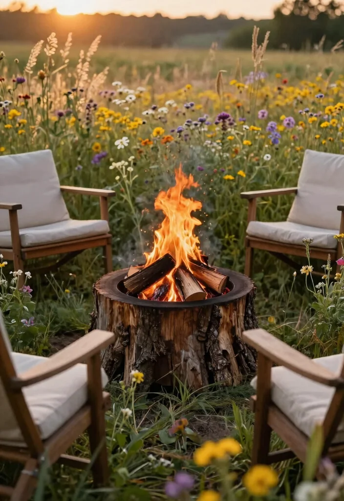 10 Simple Backyard Fire Pit Ideas You Can Build in a Weekend - 5. Tree Stump Fire Pit 1