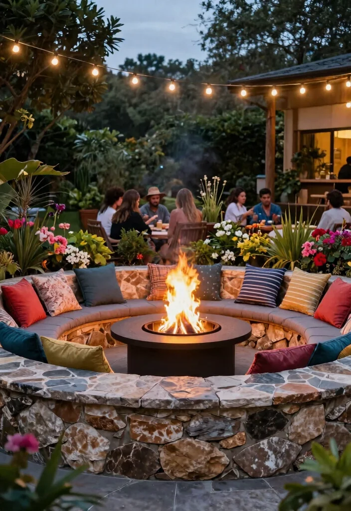 10 Simple Backyard Fire Pit Ideas You Can Build in a Weekend - 7. Fire Pit with Seating Wall 1