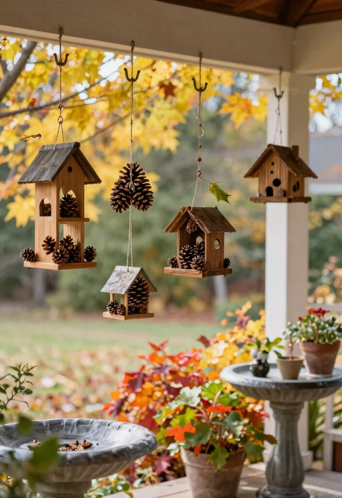 12 Autumn Porch Decor Ideas That Last Through Thanksgiving - 9. Homemade Bird Feeders 1