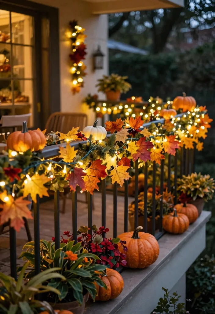 12 Balcony Fairy Light Ideas for Renters Who Can't Drill Holes - 12. Seasonal Decorations with Fairy Lights 1