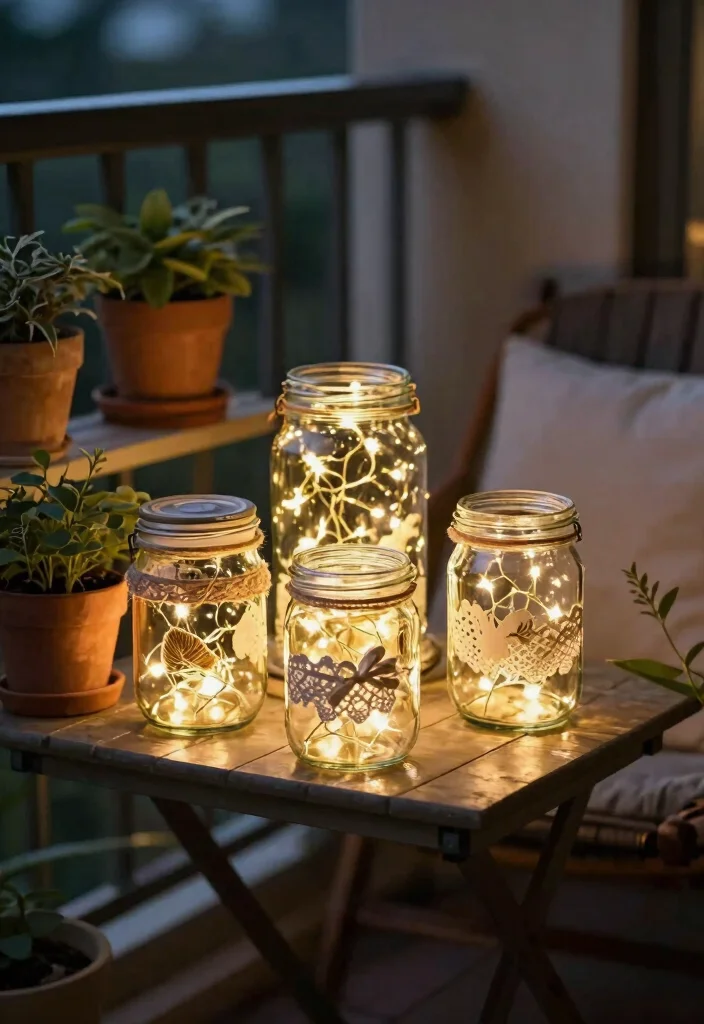 12 Balcony Fairy Light Ideas for Renters Who Can't Drill Holes - 3. Fairy Light Jars 1