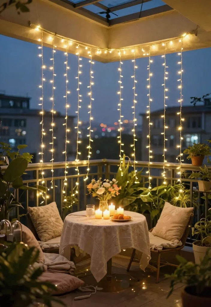 12 Balcony Fairy Light Ideas for Renters Who Can't Drill Holes - 7. Fairy Light Curtain 1