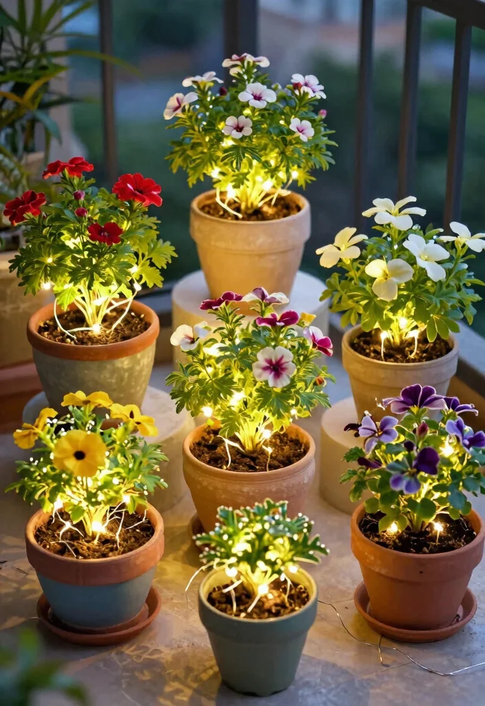 12 Balcony Fairy Light Ideas for Renters Who Can't Drill Holes - 8. Fairy Light Bouquets 1