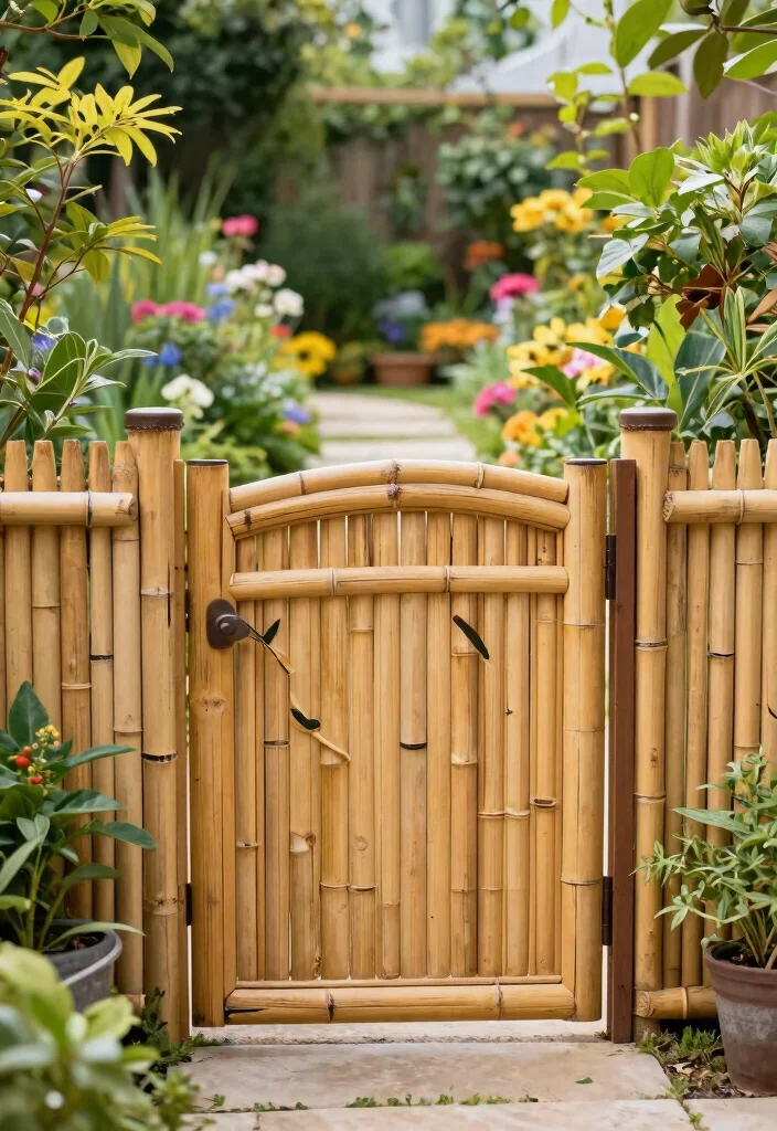 12 Bamboo Privacy Fence Ideas That Won't Split or Fade - 11. Bamboo Fencing with Custom Gates 1