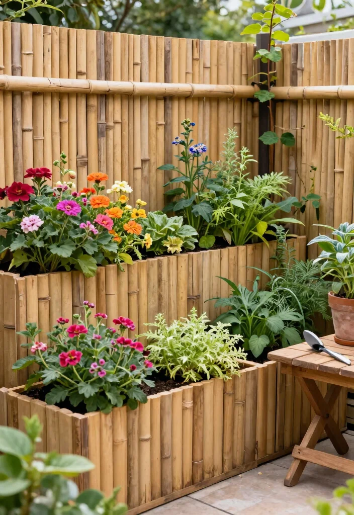 12 Bamboo Privacy Fence Ideas That Won't Split or Fade - 4. Bamboo Fencing with Integrated Planters 1