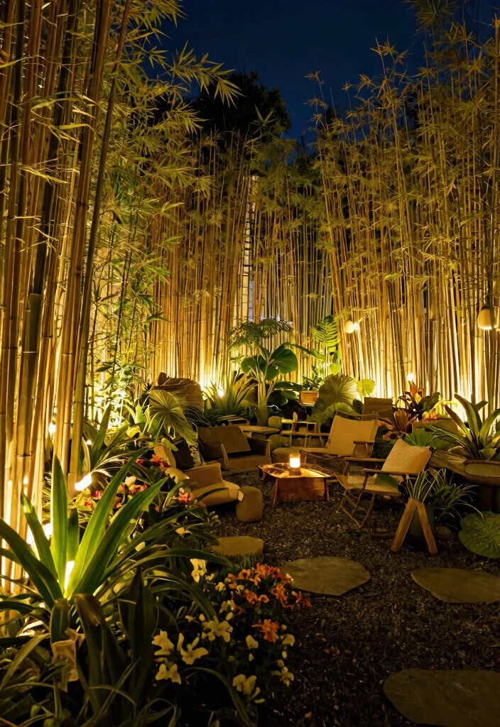 12 Bamboo Privacy Fence Ideas That Won't Split or Fade - 8. Bamboo Fencing with Embedded Lighting 1