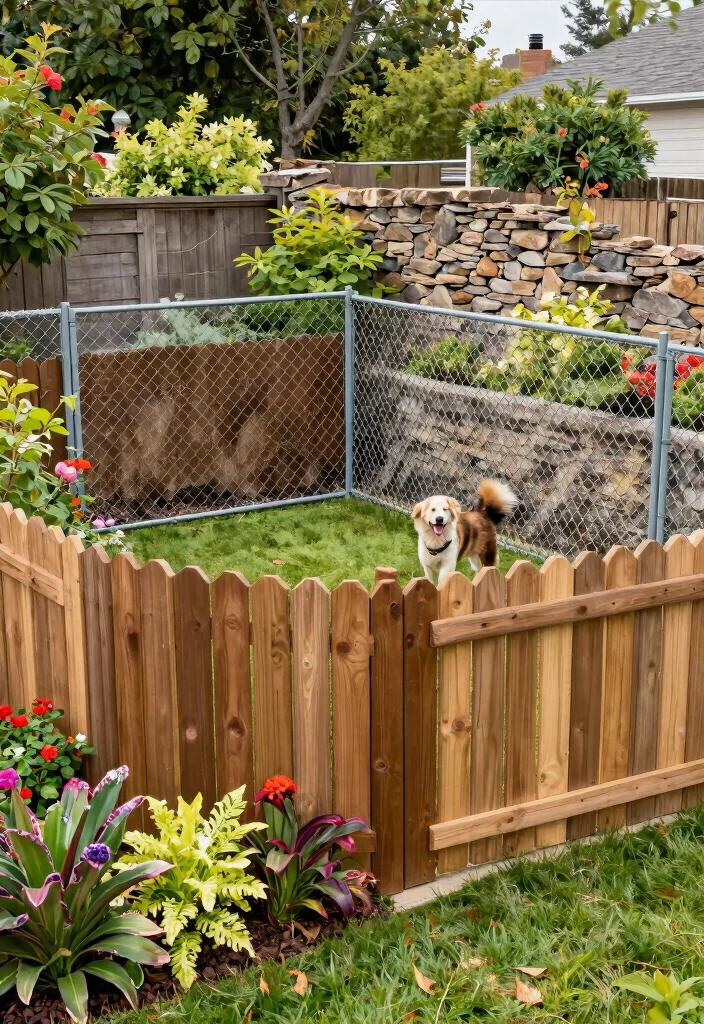 12 Fence For Dogs Ideas That Stop Digging and Jumping for Good - 10. Combined Fencing Solutions 1