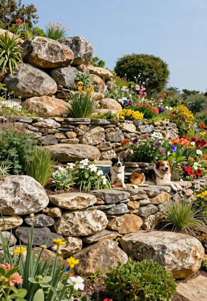 12 Fence For Dogs Ideas That Stop Digging and Jumping for Good - 4. Garden Walls with Natural Materials 1
