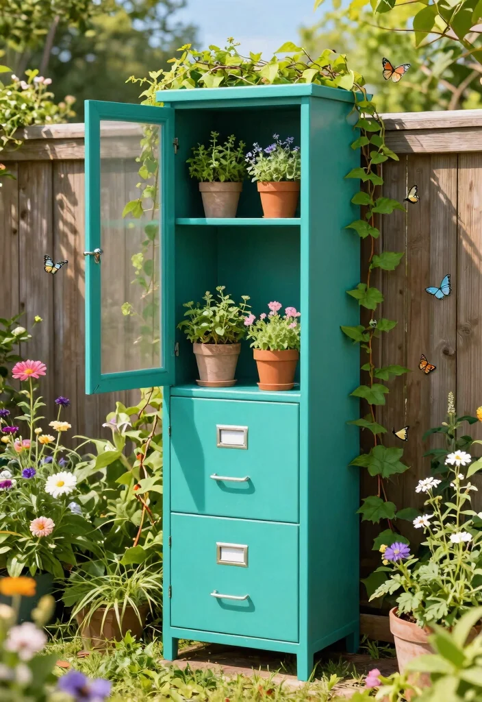 12 Filing Cabinet Planter Ideas That Hide Old Office Furniture - 1. Vertical Garden Delight 1