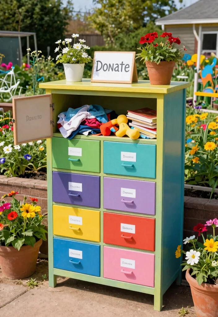 12 Filing Cabinet Planter Ideas That Hide Old Office Furniture - 11. Creative Donation Bin 1