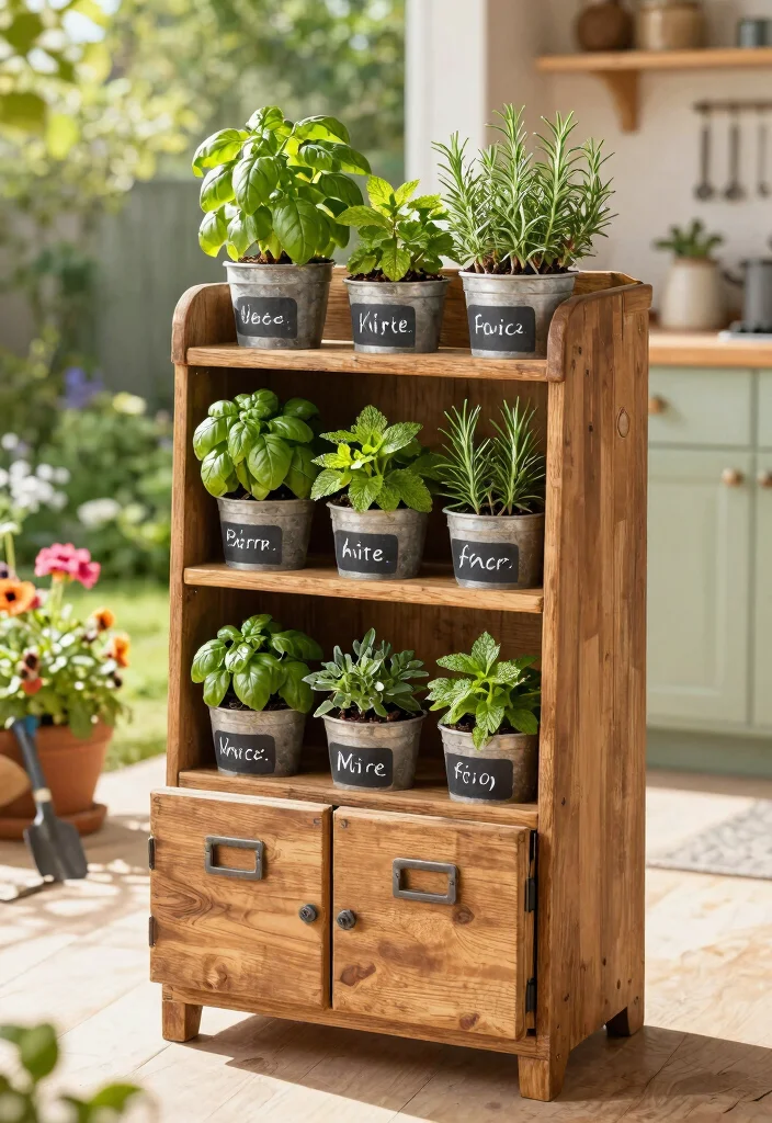12 Filing Cabinet Planter Ideas That Hide Old Office Furniture - 2. Multi-Tiered Herb Station 1