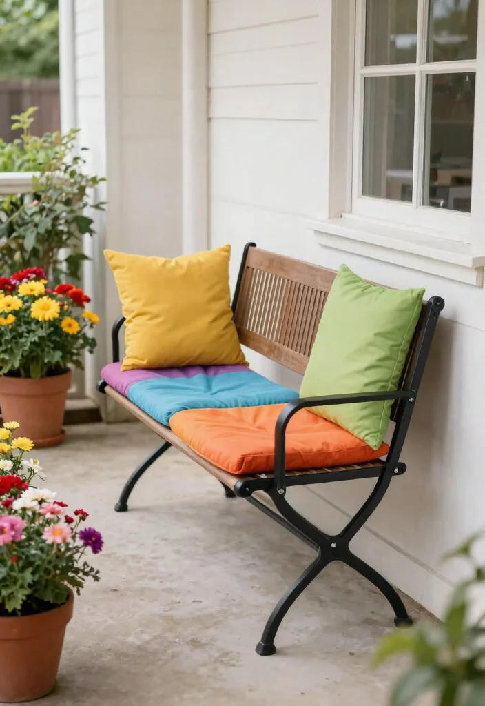 12 Front Porch Bench Ideas That Fit Narrow Entryways - 3. Foldable Bench for Flexibility 1