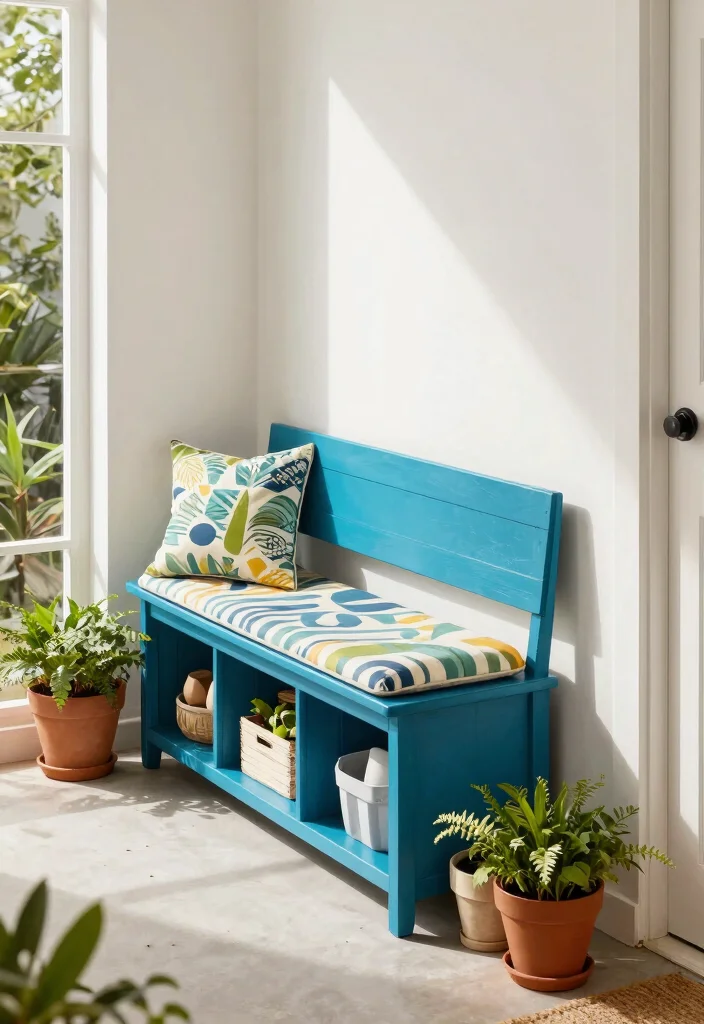 12 Front Porch Bench Ideas That Fit Narrow Entryways - 4. Storage Bench for Practicality 1