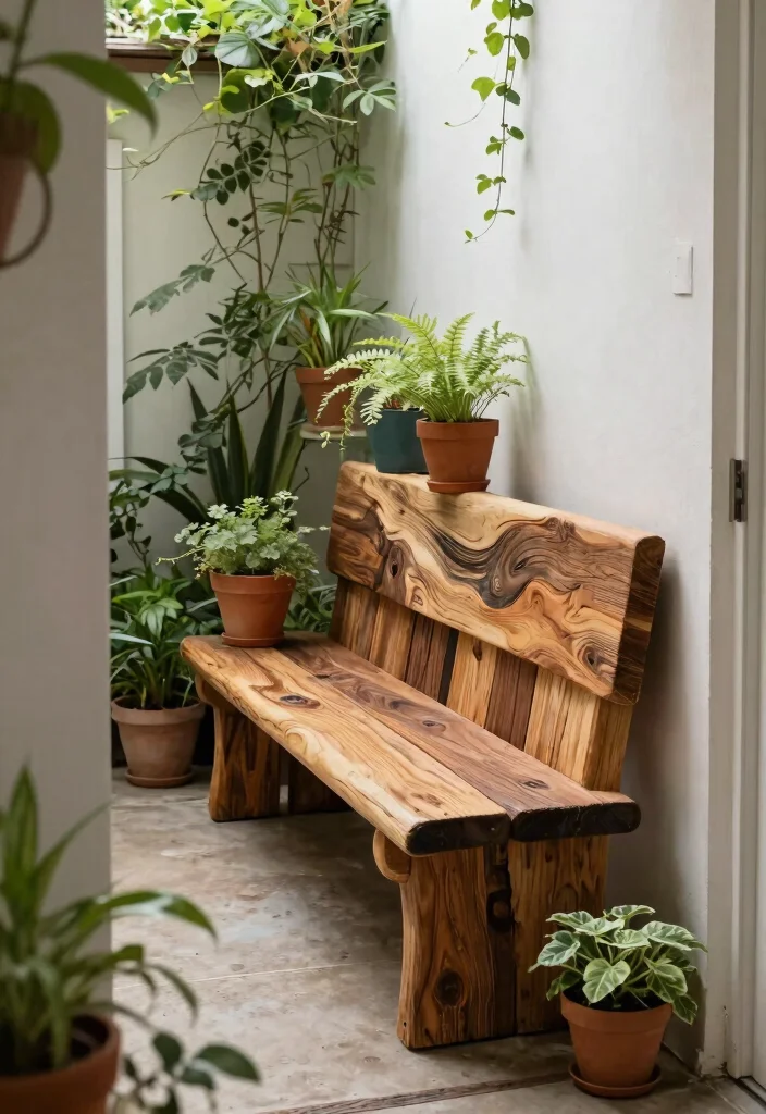 12 Front Porch Bench Ideas That Fit Narrow Entryways - 9. Sustainable Bench from Reclaimed Materials 1