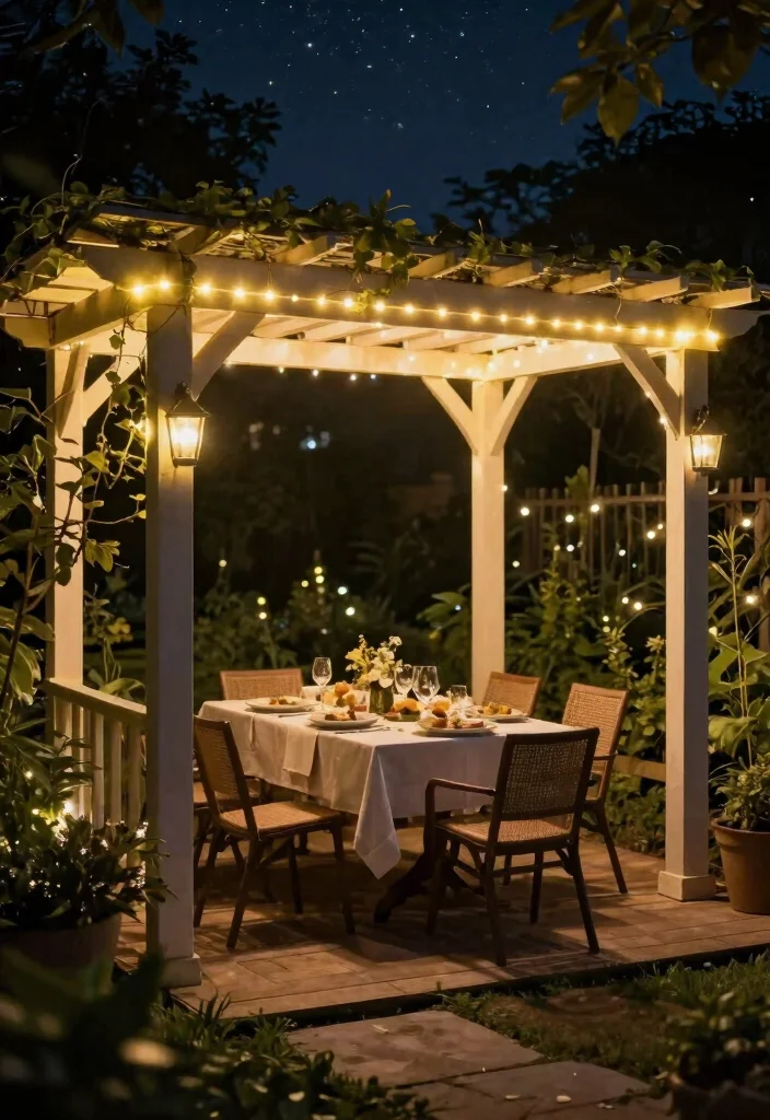 12 Metal Patio Pergola Ideas That Provide Shade in Small Yards - 11. Pergola with Built-in Lighting 1