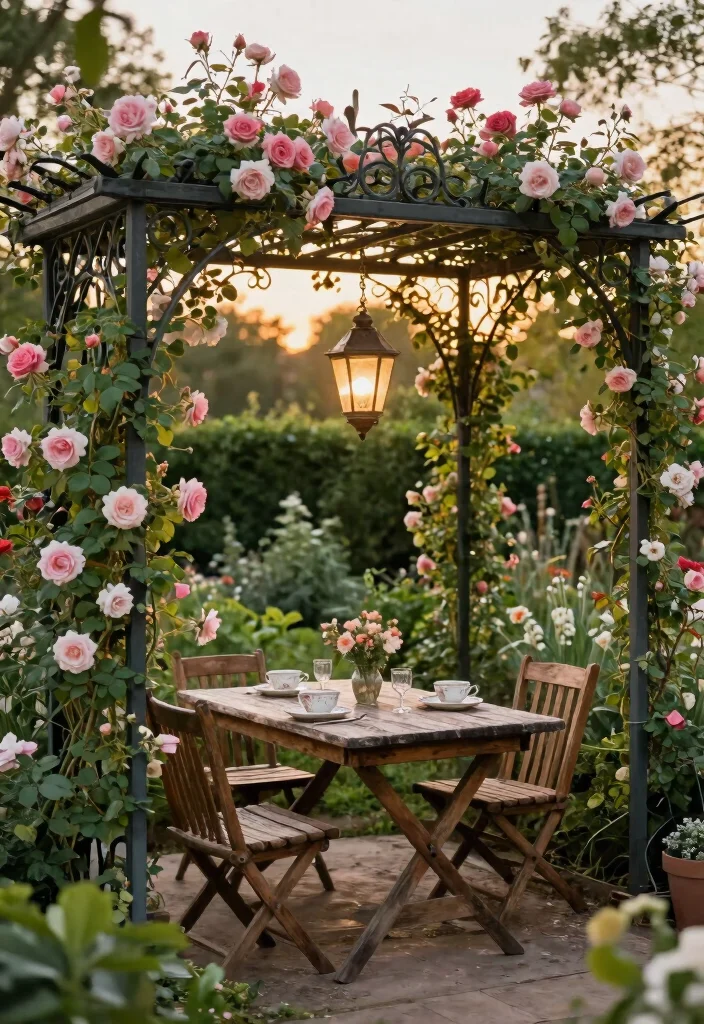 12 Metal Patio Pergola Ideas That Provide Shade in Small Yards - 2. Rustic Charm with Wrought Iron 1