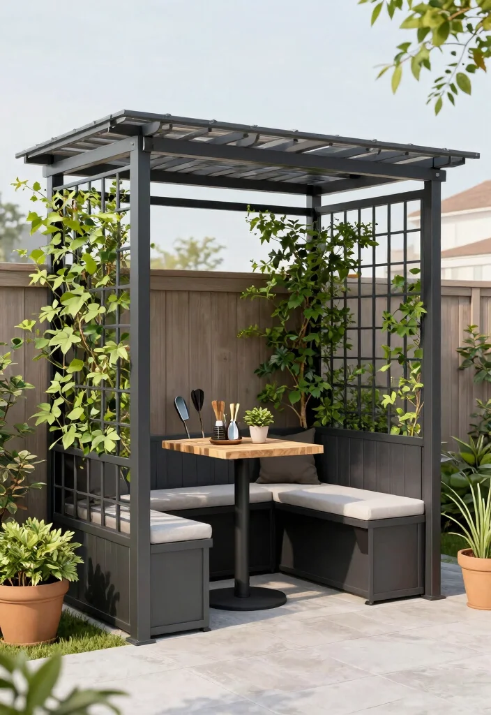 12 Metal Patio Pergola Ideas That Provide Shade in Small Yards - 5. Multi-Functional Pergola 1
