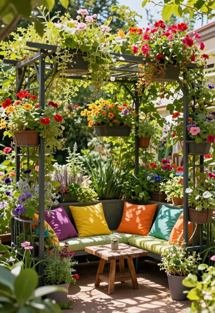 12 Metal Patio Pergola Ideas That Provide Shade in Small Yards - 7. Pergola with Built-in Planters 1