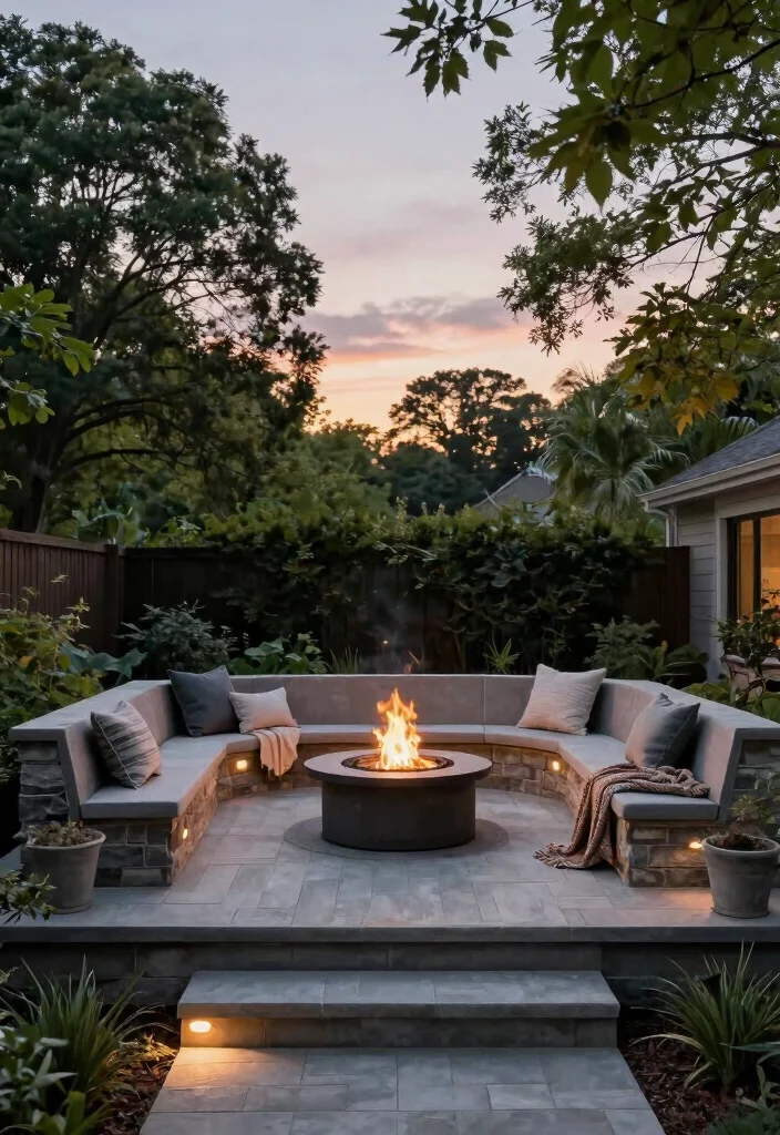 12 Outdoor Fire Pit Area Ideas for Small Backyards - 2. Elevated Fire Pit Deck 1