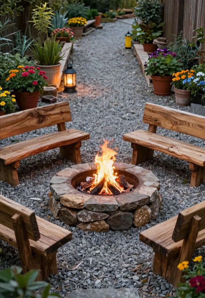 12 Outdoor Fire Pit Area Ideas for Small Backyards - 8. Fire Pit Surrounded by Gravel 1