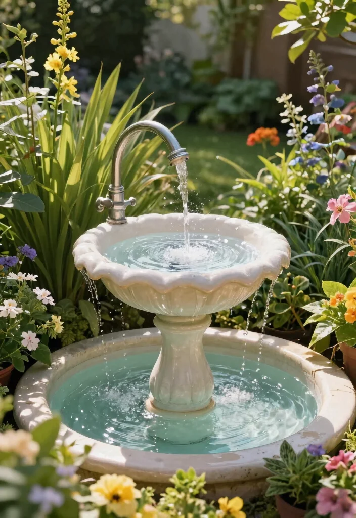 12 Outdoor Garden Sink Ideas That Don't Need a Plumber - 11. Interactive Water Feature Sink 1