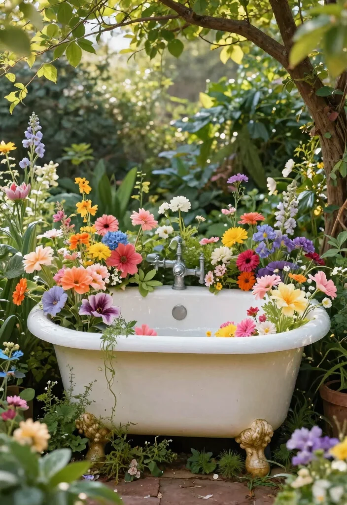 12 Outdoor Garden Sink Ideas That Don't Need a Plumber - 5. Repurposed Bathtub Sink 1