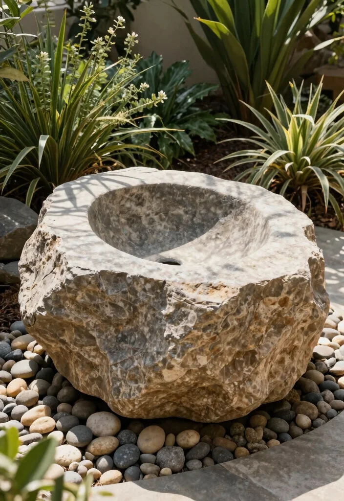 12 Outdoor Garden Sink Ideas That Don't Need a Plumber - 6. Stone Garden Sink 1