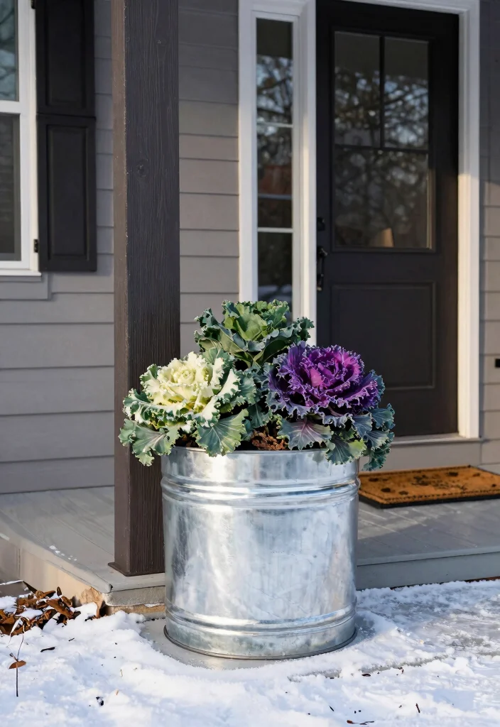 12 Planters for Front Porch Ideas That Survive Freezing Winters - 3. Metal Planters with a Twist 1