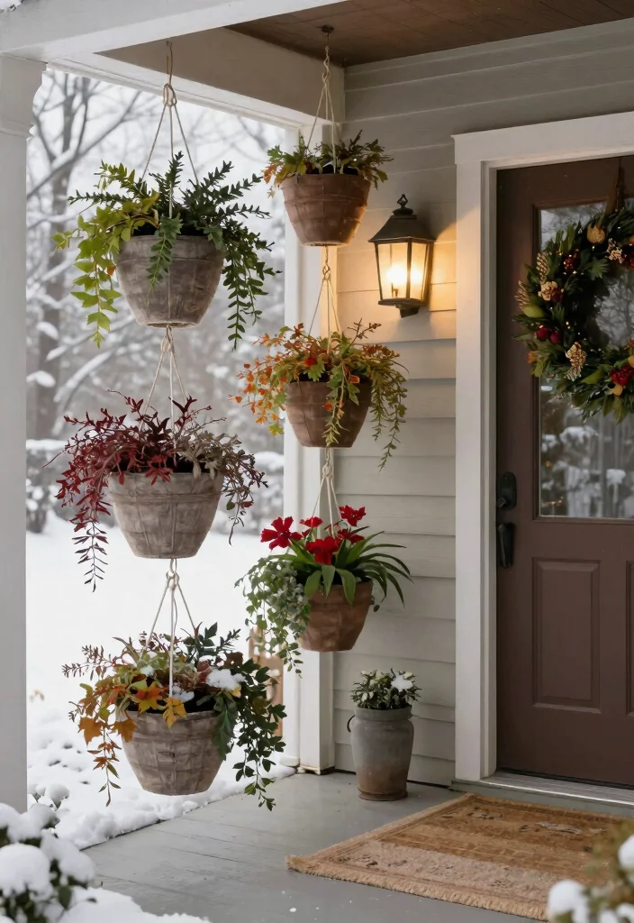 12 Planters for Front Porch Ideas That Survive Freezing Winters - 5. Hanging Planters for Vertical Appeal 1