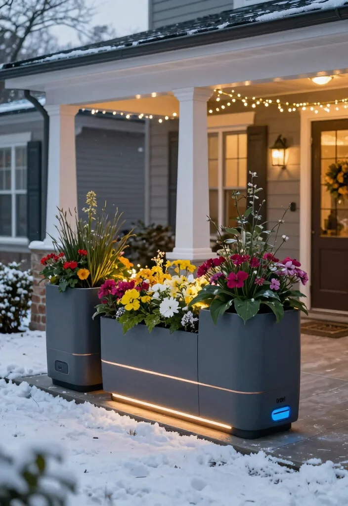 12 Planters for Front Porch Ideas That Survive Freezing Winters - 9. Planters with Built-In Heating 1
