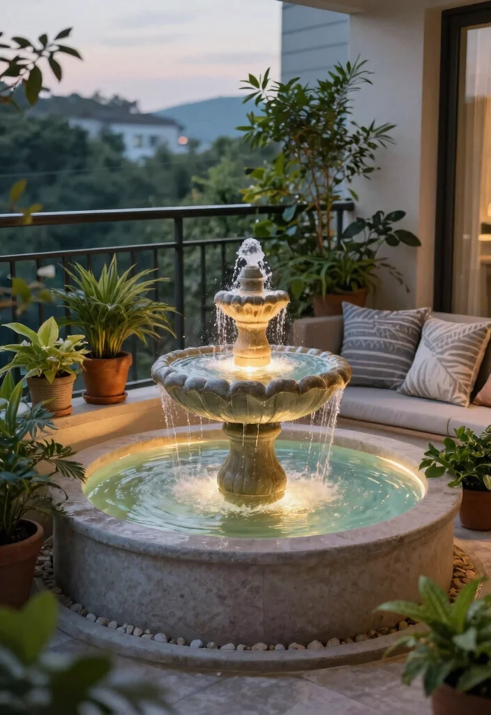 12 Small Balcony Decorating Ideas That Actually Leave Room to Sit - 10. Small Water Features 1