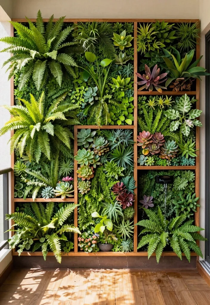 12 Small Balcony Decorating Ideas That Actually Leave Room to Sit - 4. Green Wall Display 1