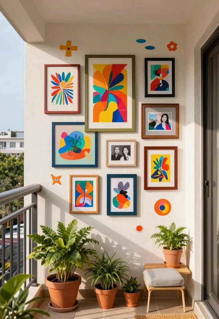12 Small Balcony Decorating Ideas That Actually Leave Room to Sit - 9. Customizable Wall Art 1