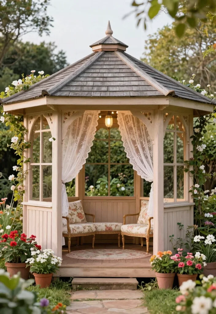 14 Backyard Gazebo Ideas That Provide Full Shade - 1. Charming Cottage-Style Gazebo 1