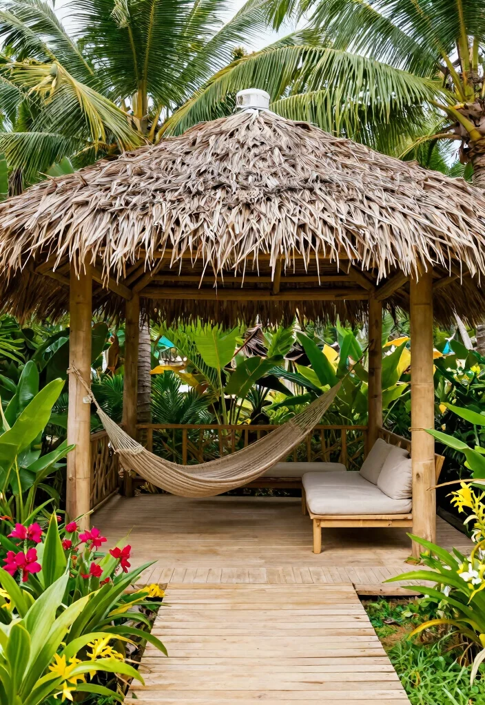 14 Backyard Gazebo Ideas That Provide Full Shade - 10. Tropical Oasis Gazebo 1