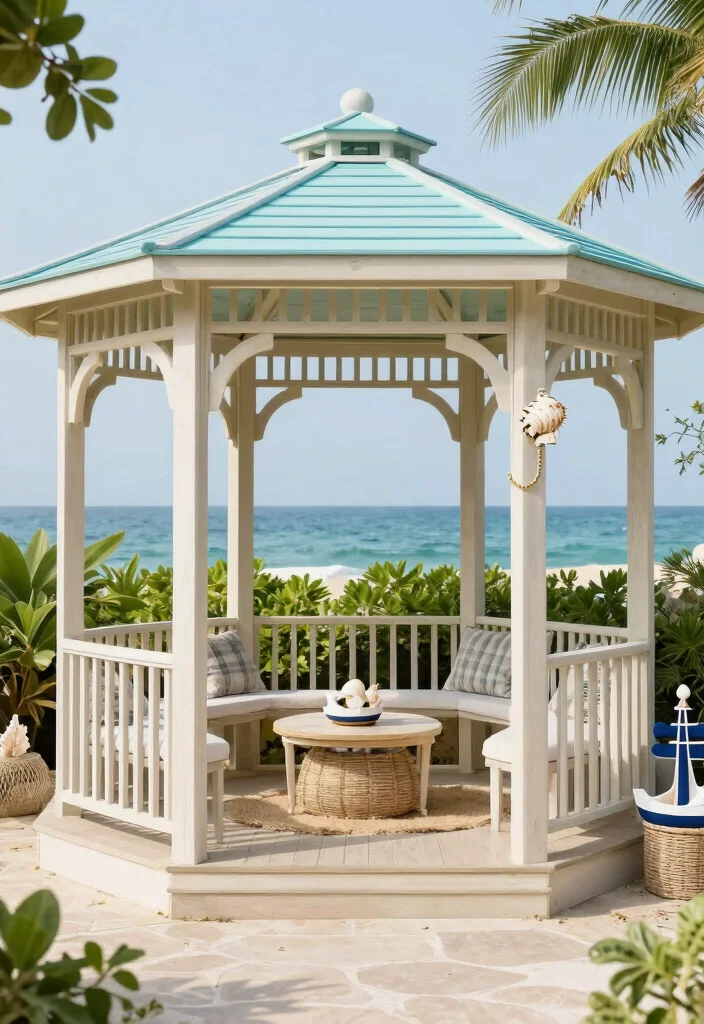 14 Backyard Gazebo Ideas That Provide Full Shade - 13. Coastal-Style Gazebo 1