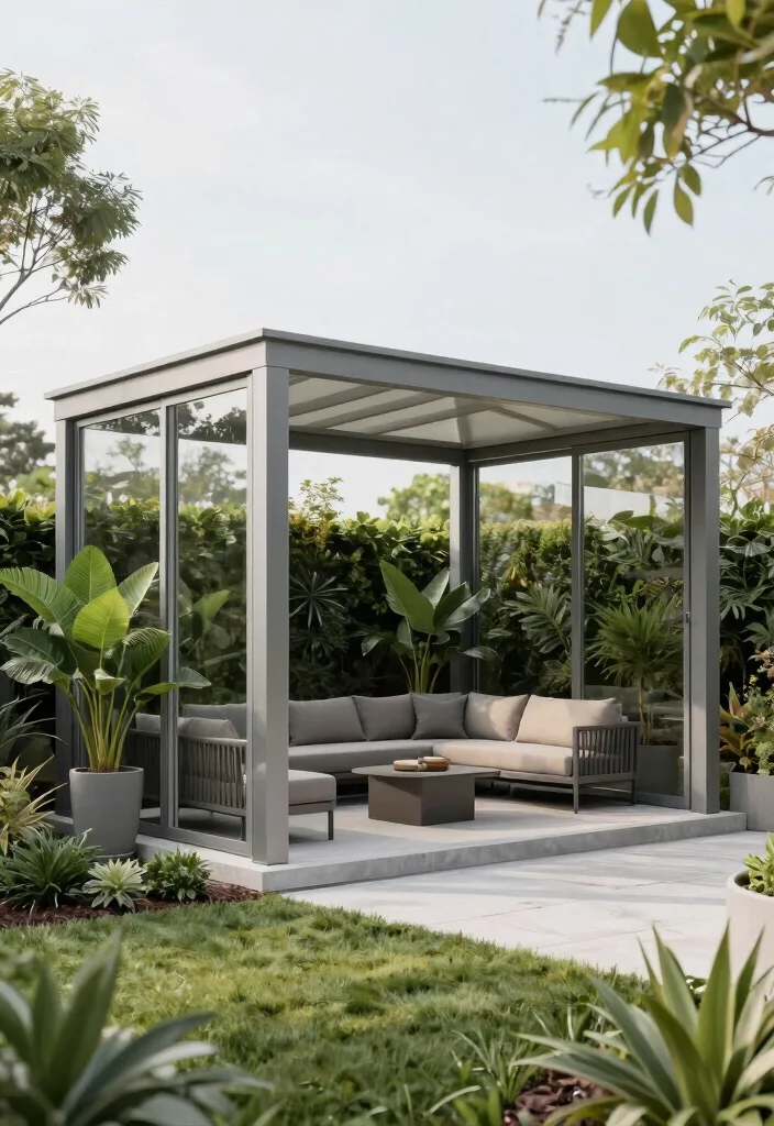 14 Backyard Gazebo Ideas That Provide Full Shade - 2. Minimalist Modern Gazebo 1
