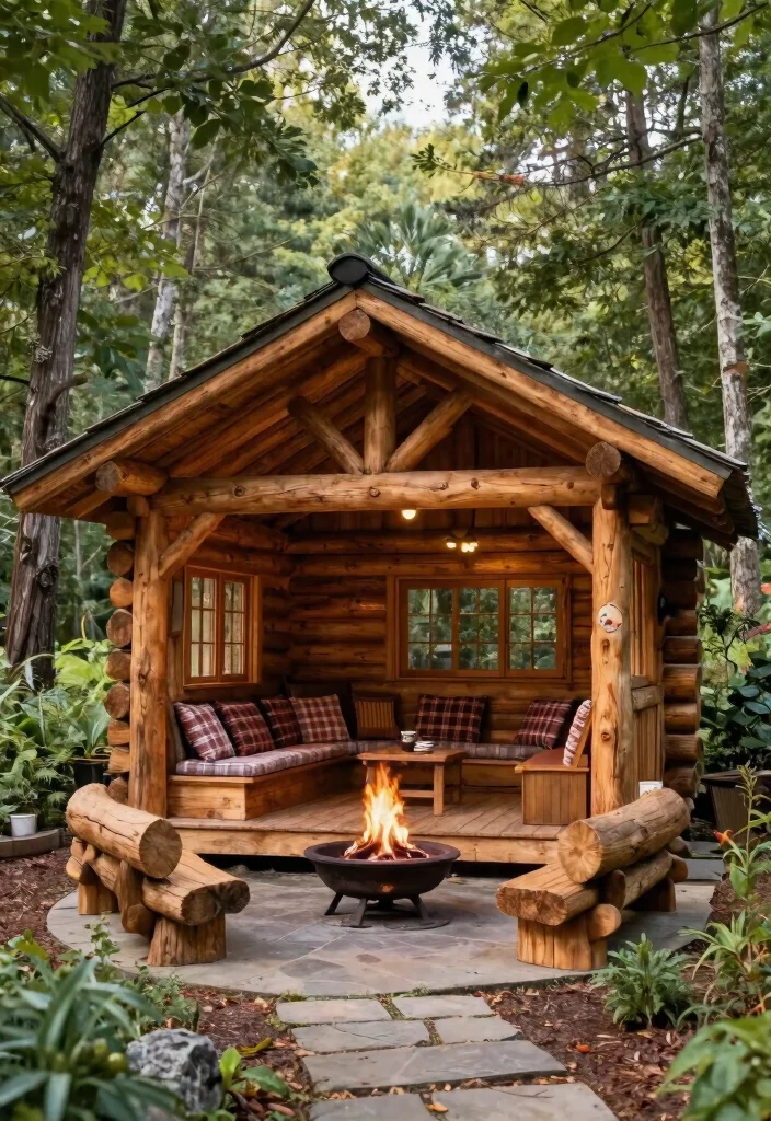 14 Backyard Gazebo Ideas That Provide Full Shade - 3. Rustic Log Cabin Gazebo 1