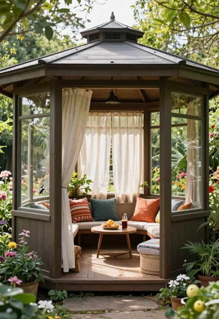 14 Backyard Gazebo Ideas That Provide Full Shade - 5. Enclosed Gazebo for Ultimate Privacy 1