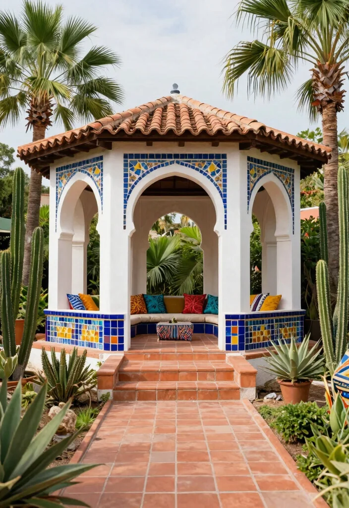 14 Backyard Gazebo Ideas That Provide Full Shade - 6. Mediterranean-Style Gazebo 1