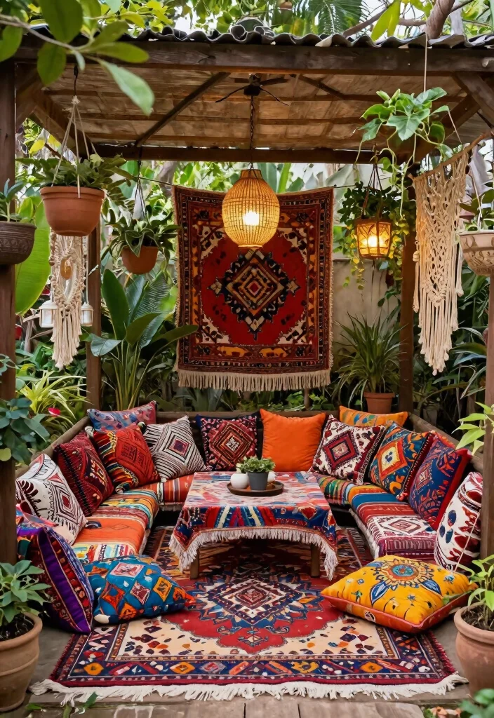 14 Backyard Gazebo Ideas That Provide Full Shade - 7. Bohemian Chic Gazebo 1
